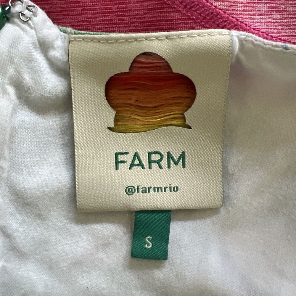 Farm Rio Dress Womens Small Multicolor Floral Puff Sleeve Mini Square Neck - Picture 9 of 11